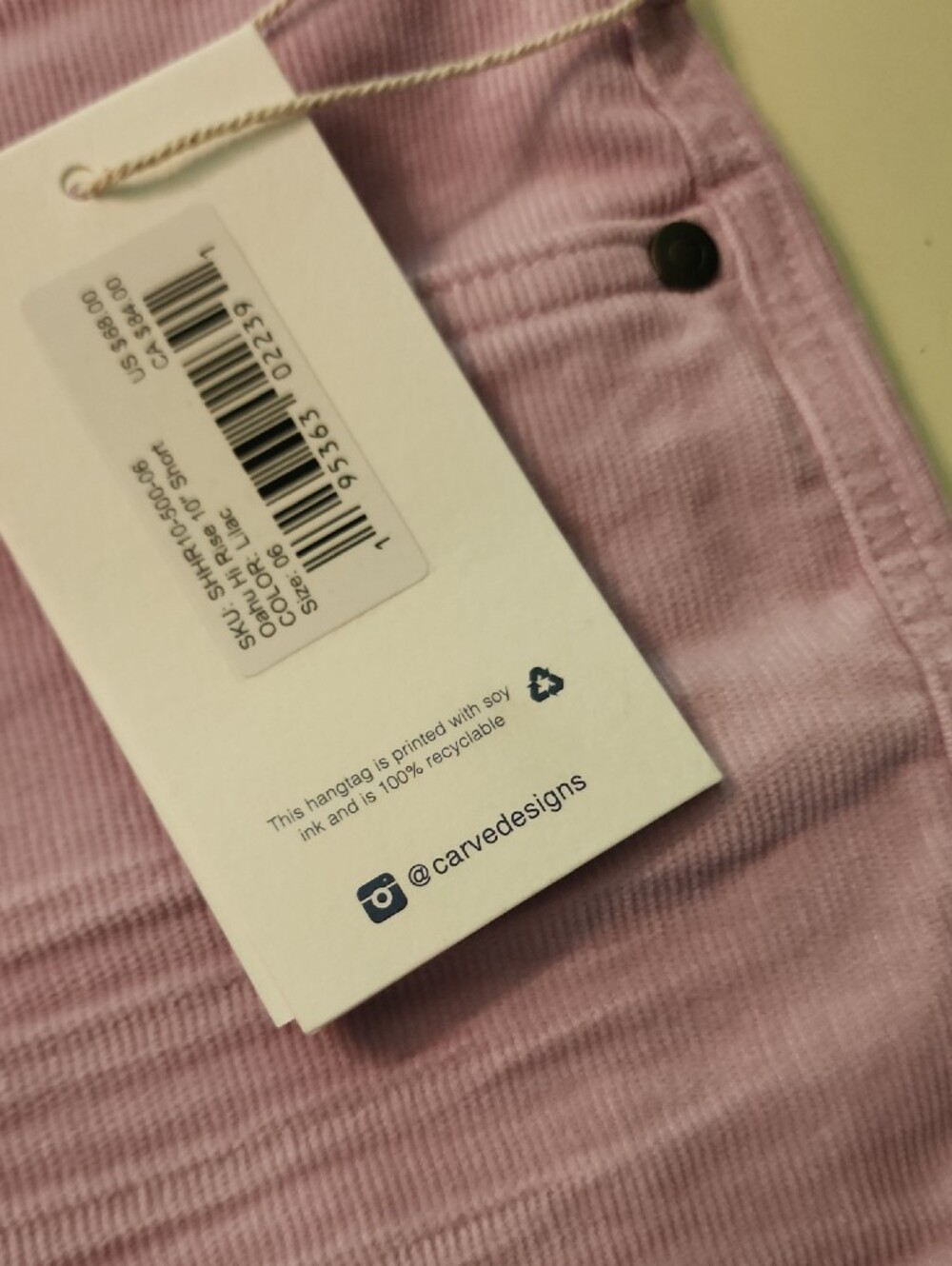 Carve Designs Lavender Corduroy Frayed-Hem Bermudas - Picture 2 of 5